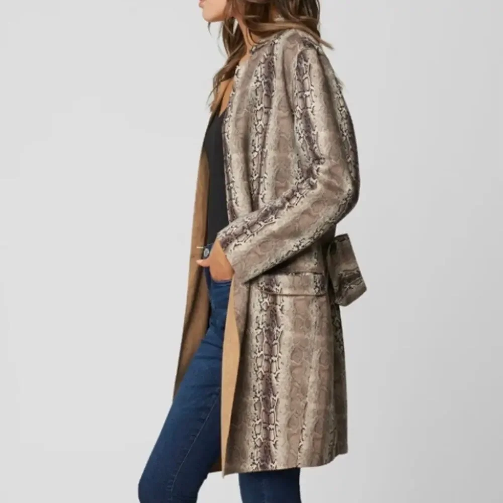 BlankNYC Snake Charmer Faux Suede Jacket Coat Womens Size XS Brown Tan